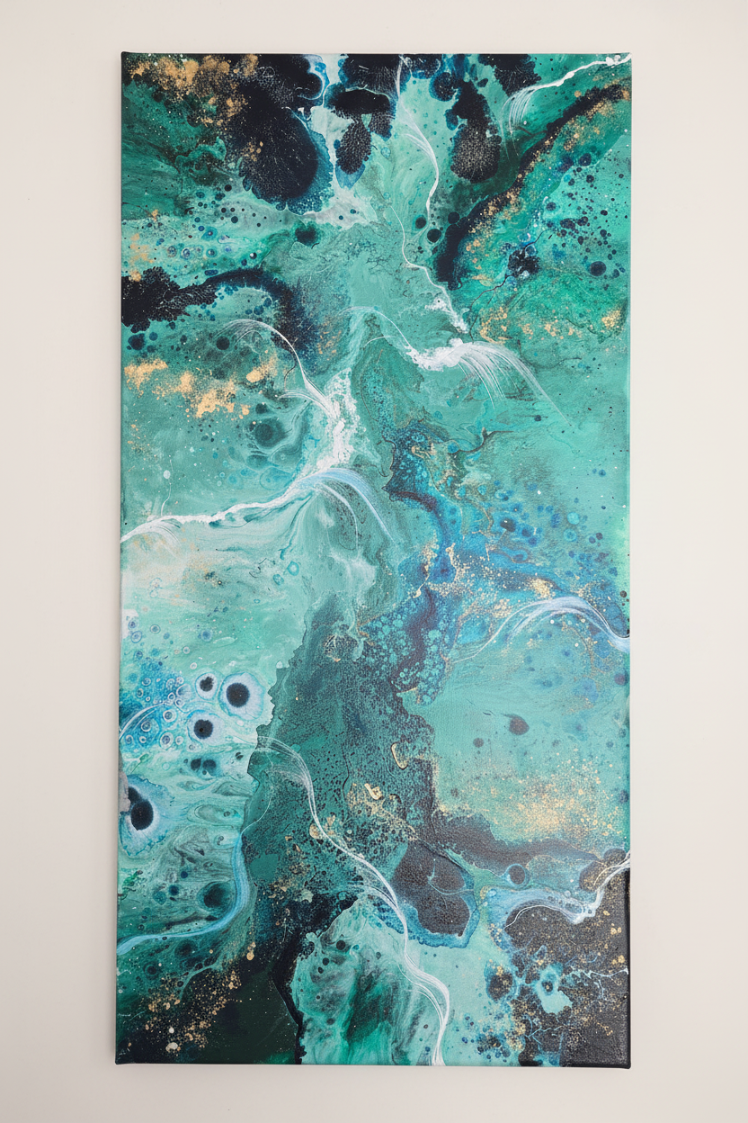 Ocean Depths – Originalt maleri, 50×100 cm