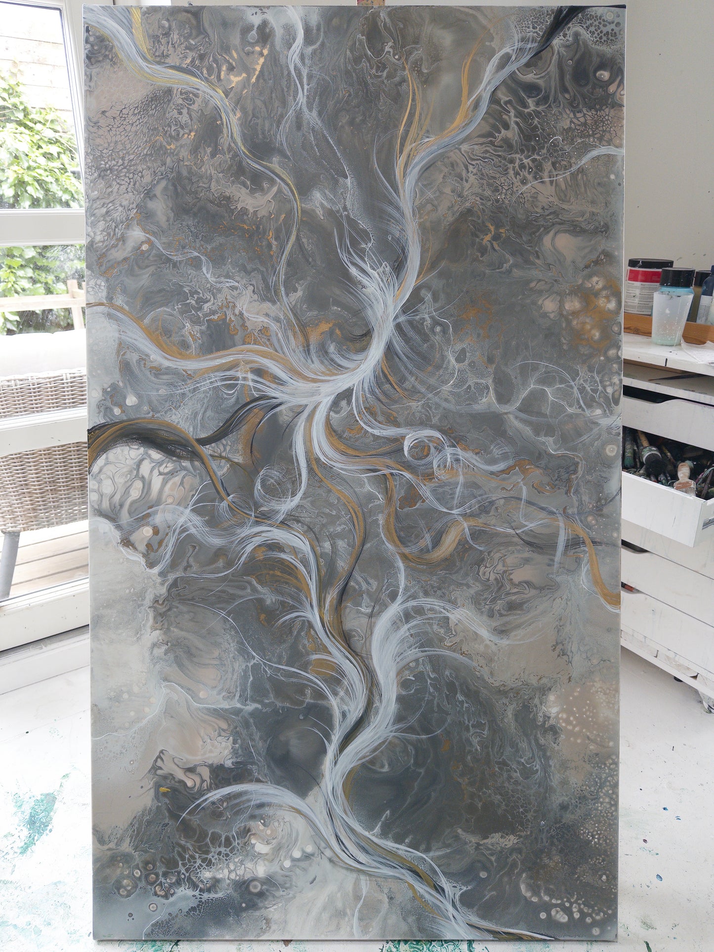 Silver Storm – Originalt maleri, 80×140