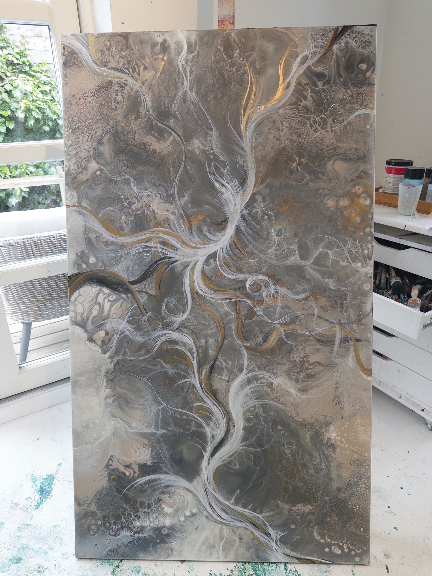 Silver Storm – Originalt maleri, 80×140