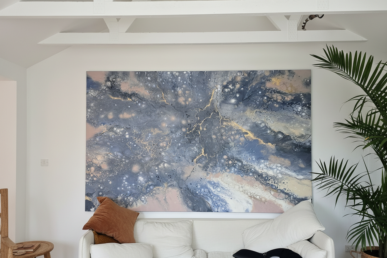 Celestial Drift – Originalt maleri, 140×220 cm