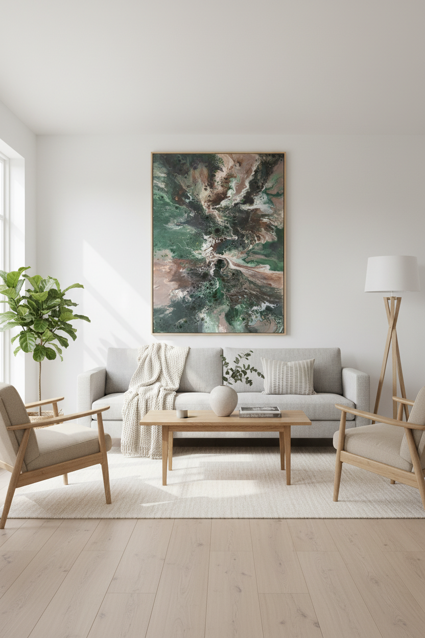 Emerald Storm – Originalt maleri, 100×140 cm