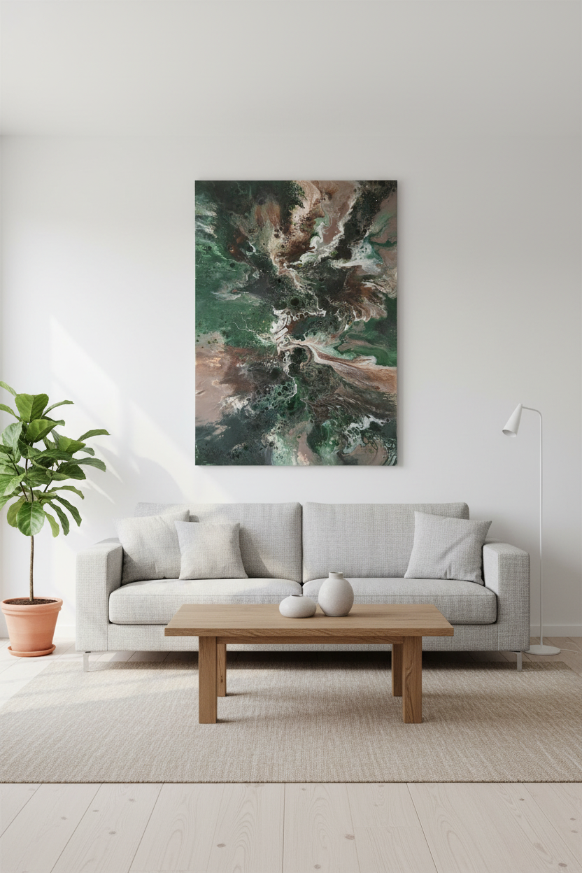 Emerald Storm – Originalt maleri, 100×140 cm
