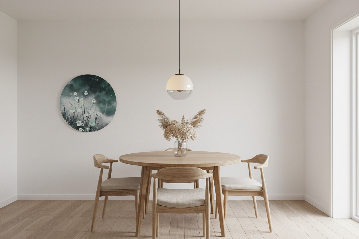 Midnight Bloom – Originalt rundt maleri, Ø80 cm
