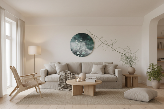 Midnight Bloom – Originalt rundt maleri, Ø80 cm