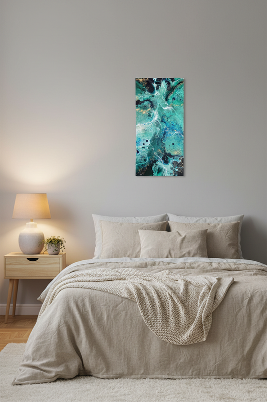 Ocean Depths – Originalt maleri, 50×100 cm
