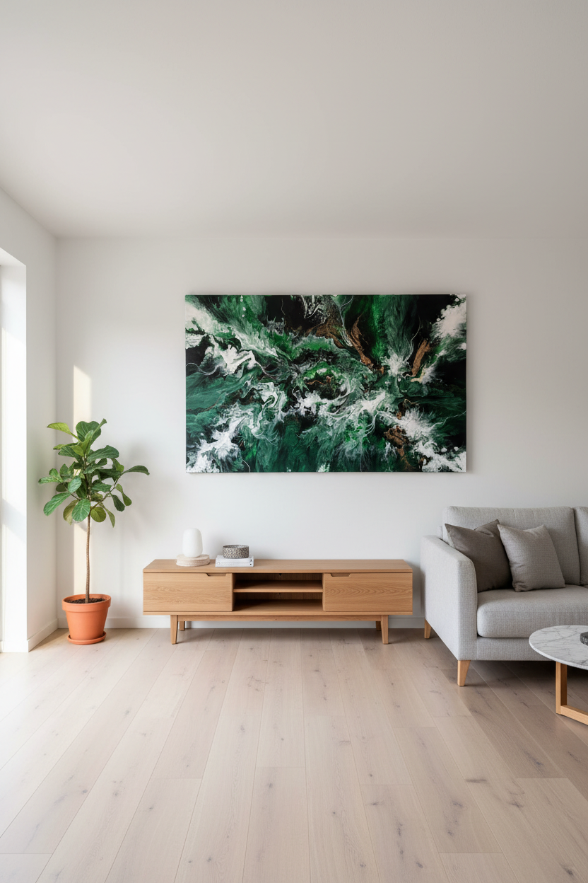Emerald Surge – Originalt maleri, 100×150 cm