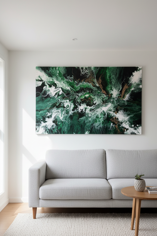 Emerald Surge – Originalt maleri, 100×150 cm