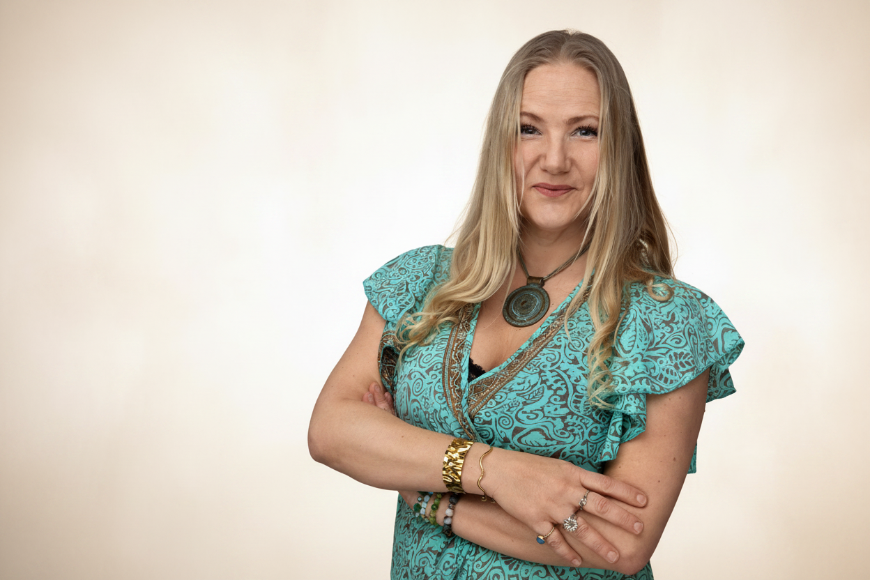 Monnique med lys baggrund